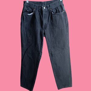 Vintage Mom Jeans 12P 30x29 Chic Womens Black Petite High-Waisted Tapered